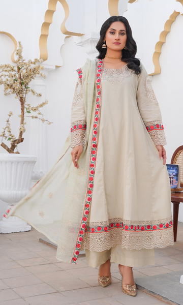 3 Piece Stitched Cotton Lawn Embroided-Frock EJ-149