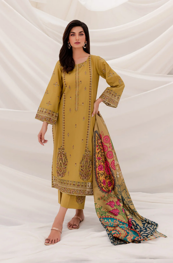 JAZMIN- 3PC Dhanak EMBROIDERED JA-48