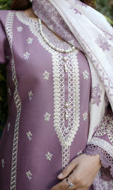 3 Piece Stitched Cotton Lawn Embroided Suit EJ-101