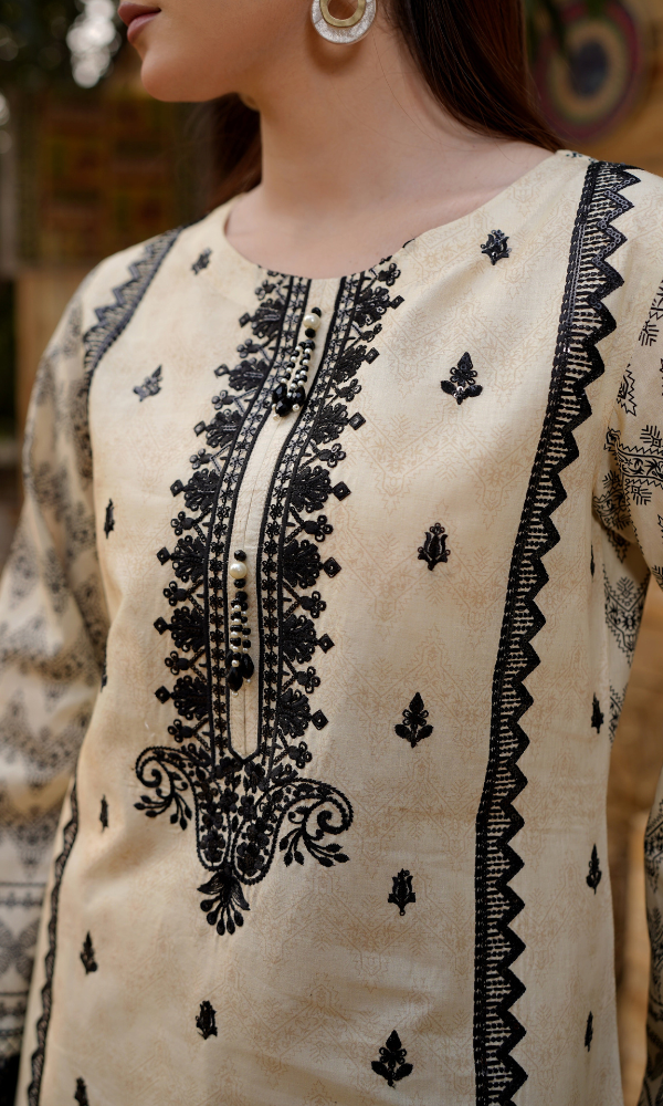2 Piece Stitched Cotton Lawn Embroided-Suit EJ-114