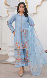 3 Piece Stitched Cotton Jaikad Embroided Suit EJ-137