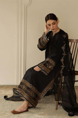 BLACK ELEGANCE - 3PC LAWN SEQUENCE EMBROIDERED JA-04