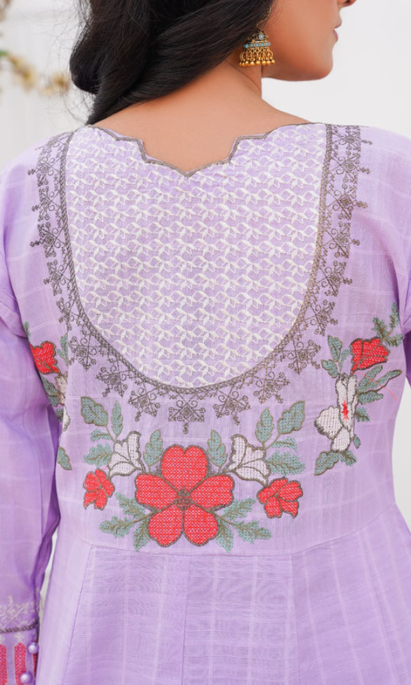 3 Piece Stitched Cotton Lawn Embroided Frock EJ-151