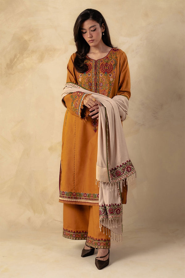 ZARA SHAHJAHAN - 3PC DHANAK EMBROIDERED JA-78M