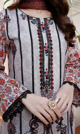 3 Piece Stitched Cotton Lawn Embroided-Suit EJ-126