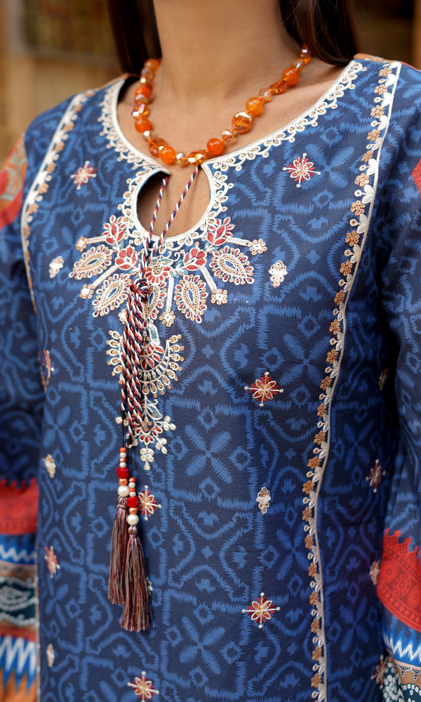 2 Piece Stitched Cotton Lawn Embroided Suit  EJ-115