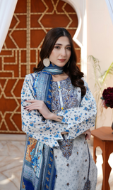 3 Piece Stitched Cotton Lawn Embroided-Suit EJ-125