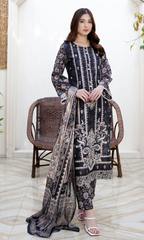 3 Piece Stitched Cotton Lawn Embroided Suit EJ-124