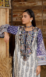 2 Piece Stitched Cotton Lawn Embroided-Suit EJ-122