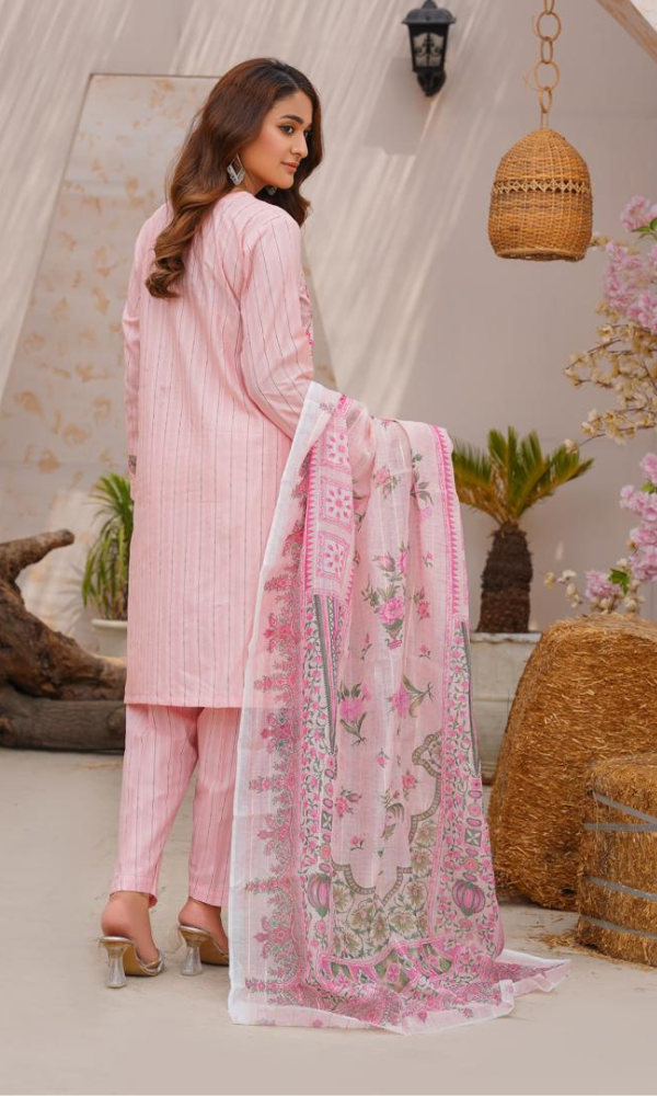 3 Piece Stitched Cotton Lawn Embroided Suit EJ-145