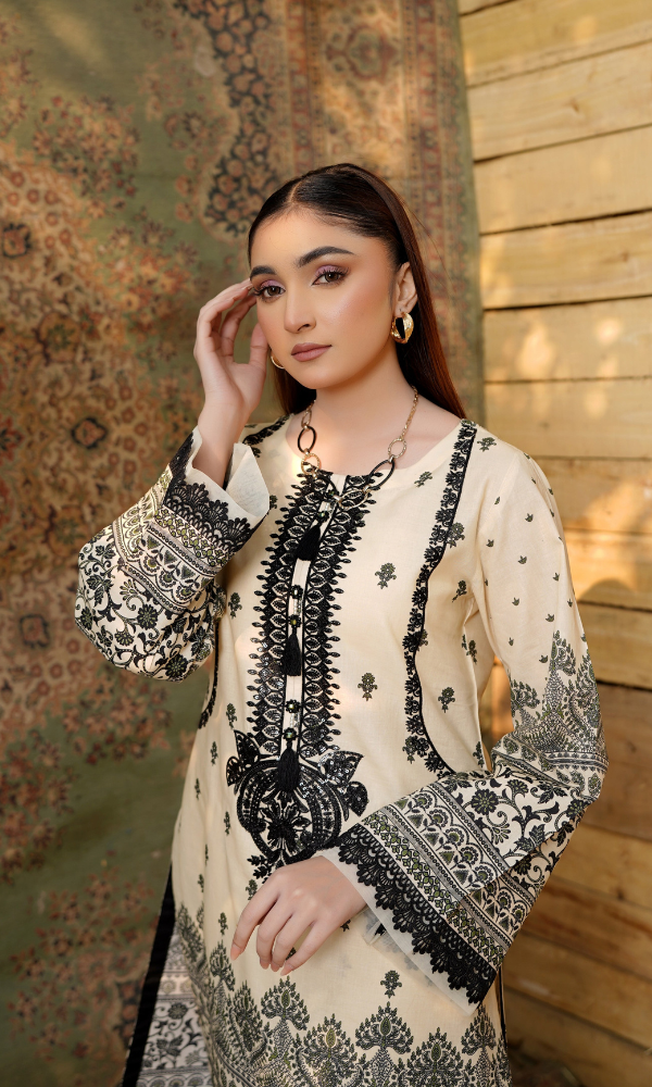 2 Piece Stitched Cotton Lawn Embroided-Suite EJ-117