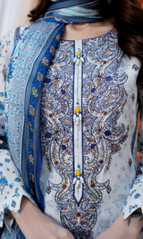 3 Piece Stitched Cotton Lawn Embroided-Suit EJ-125