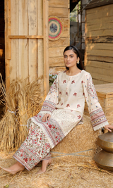 2 Piece Stitched Cotton Lawn Embroided Suit with Boring EJ-119