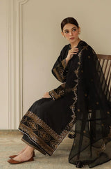 BLACK ELEGANCE - 3PC LAWN SEQUENCE EMBROIDERED JA-04