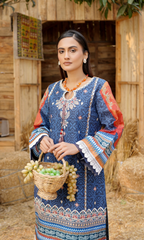 2 Piece Stitched Cotton Lawn Embroided Suit  EJ-115