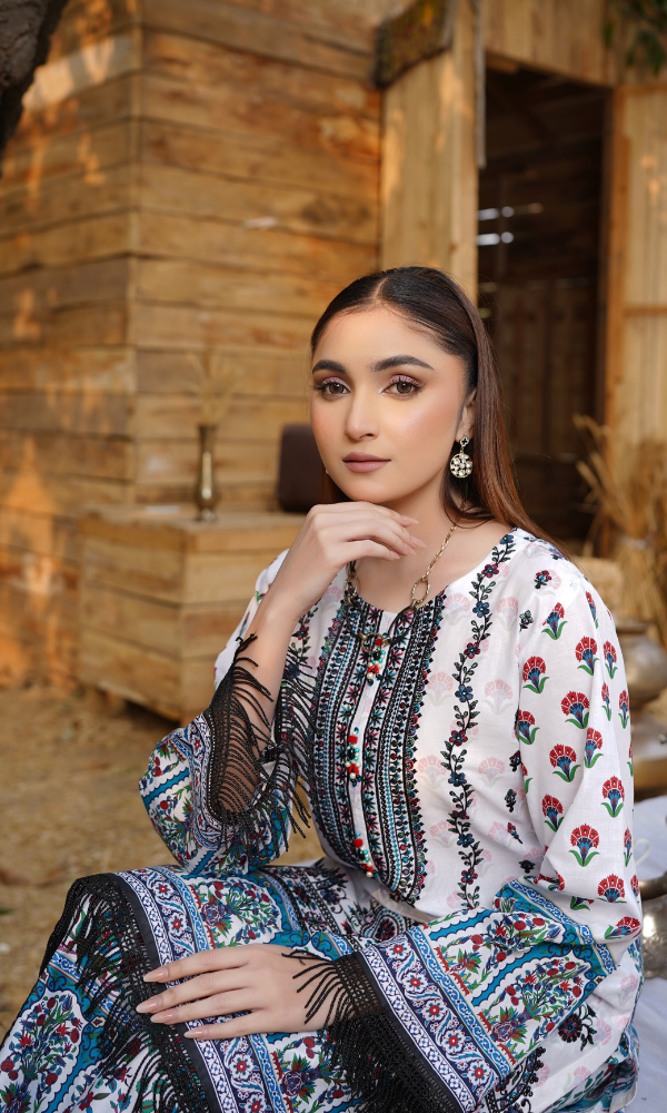 2 Piece Stitched Cotton Lawn Embroided-Suite EJ-116