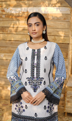 2 Piece Stitched Cotton Lawn Embroided Suit EJ-118