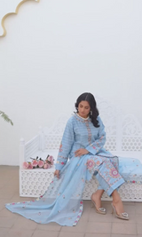 3 Piece Stitched Cotton Jaikad Embroided Suit EJ-137