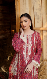 2 Piece Stitched Cotton Lawn Embroided Suit EJ-113