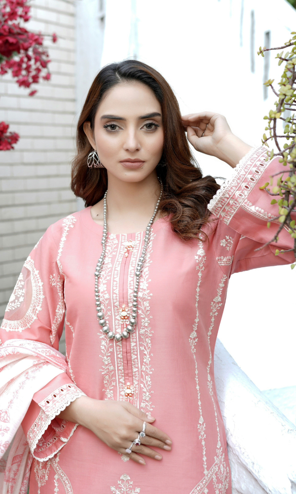 3 Piece Stitched Cotton Jaikad Embroided Suit EJ-104