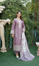 3 Piece Stitched Cotton Lawn Embroided Suit EJ-101