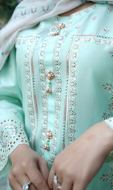 3 Piece Stitched Cotton Lawn Embroided-Suit- EJ-106