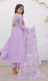 3 Piece Stitched Cotton Lawn Embroided Frock EJ-151