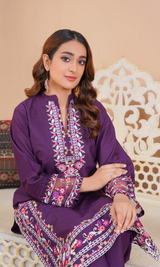 2 Piece Stitched Cotton Lawn Embroided-Suit EJ-143