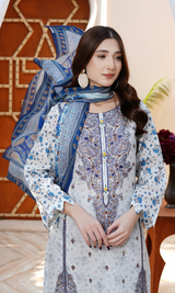3 Piece Stitched Cotton Lawn Embroided-Suit EJ-125