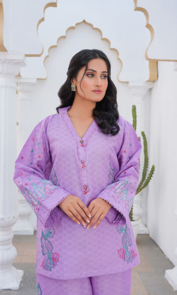 2 Piece Stitched Cotton Lawn Embroided-Suit EJ-136