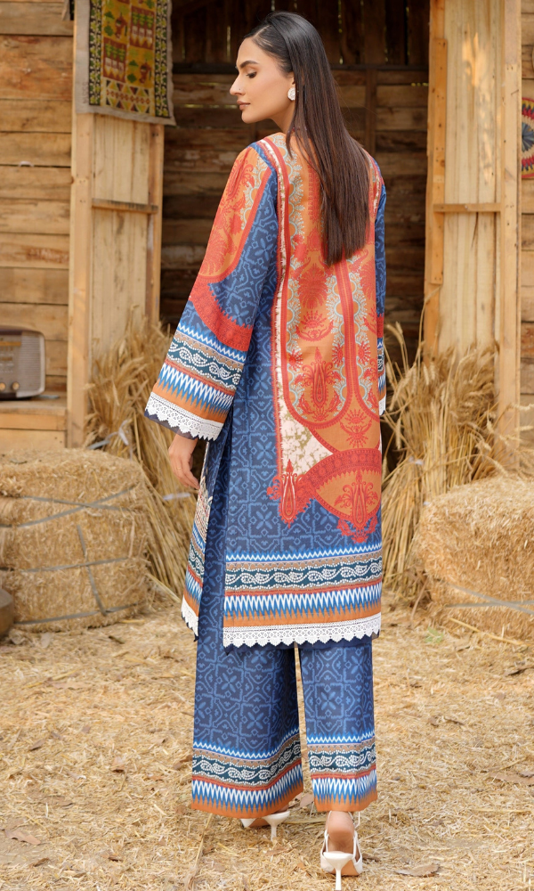 2 Piece Stitched Cotton Lawn Embroided Suit  EJ-115