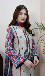3 Piece Stitched Cotton Lawn Embroided-Suit EJ-128