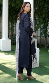 3 Piece Stitched Cotton Lawn Embroided Suit EJ-103