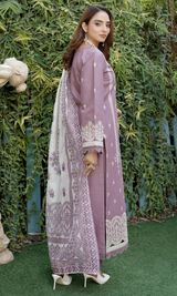 3 Piece Stitched Cotton Lawn Embroided Suit EJ-101