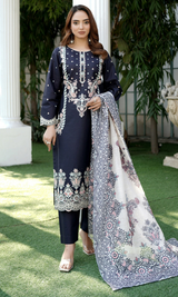 3 Piece Stitched Cotton Lawn Embroided Suit EJ-103