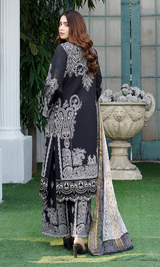 3 Piece Stitched Cotton Lawn Embroided Suit with Gold Print EJ-107