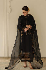 BLACK ELEGANCE - 3PC LAWN SEQUENCE EMBROIDERED JA-04