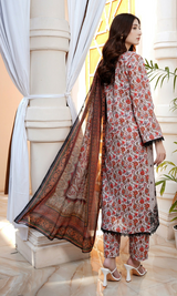 3 Piece Stitched Cotton Lawn Embroided-Suit EJ-126