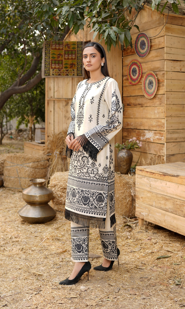 2 Piece Stitched Cotton Lawn Embroided-Suit EJ-121