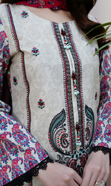 3 Piece Stitched Cotton Lawn Embroided-Suit EJ-128
