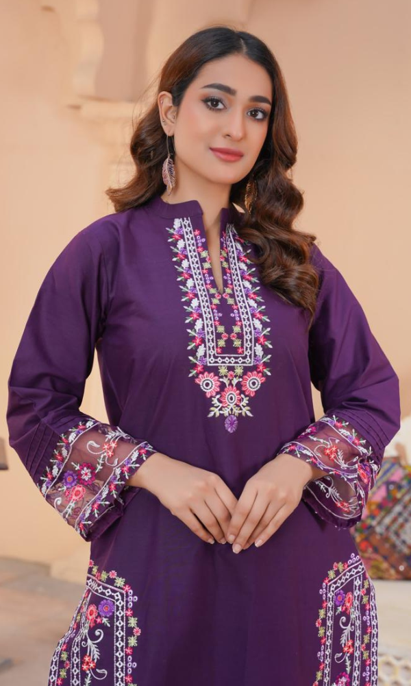 2 Piece Stitched Cotton Lawn Embroided-Suit EJ-143