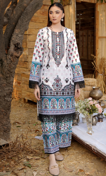 2 Piece Stitched Cotton Lawn Embroided-Suite EJ-116