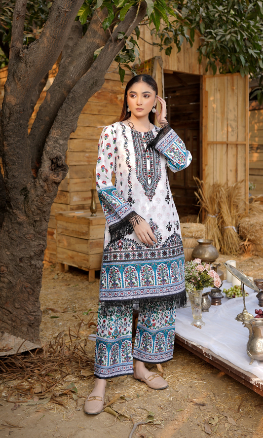2 Piece Stitched Cotton Lawn Embroided-Suite EJ-116