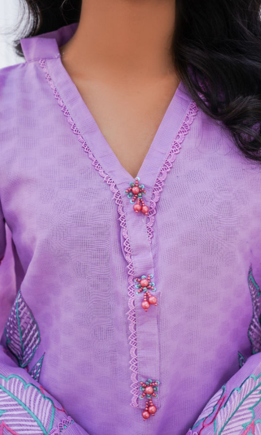 2 Piece Stitched Cotton  Embroided-Suit EJ-136