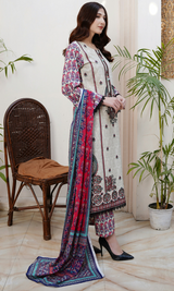 3 Piece Stitched Cotton Lawn Embroided-Suit EJ-128