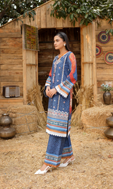 2 Piece Stitched Cotton Lawn Embroided Suit  EJ-115