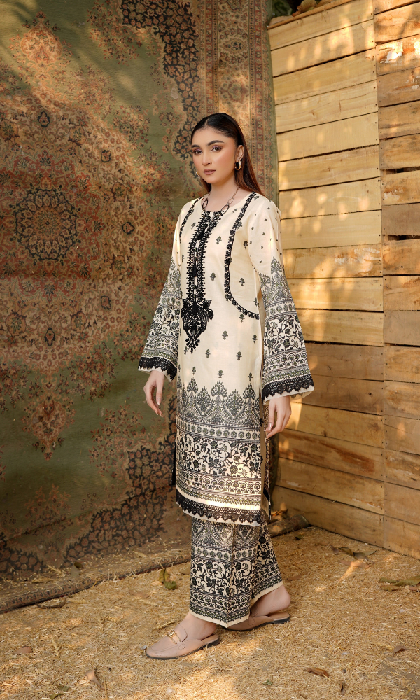 2 Piece Stitched Cotton Lawn Embroided-Suite EJ-117
