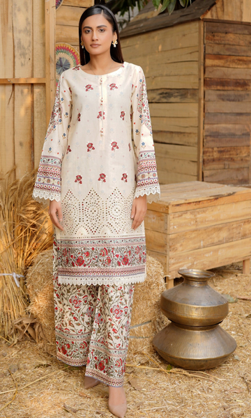 2 Piece Stitched Cotton Lawn Embroided Suit with Boring EJ-119
