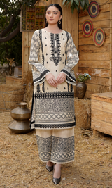 2 Piece Stitched Cotton Lawn Embroided-Suit EJ-114