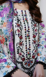 3 Piece Stitched Cotton Lawn Embroided-Suit EJ-123